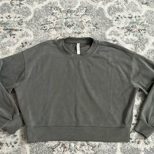Lululemon Perfectly Oversized Cropped Crew Grey Sage Softstreme
